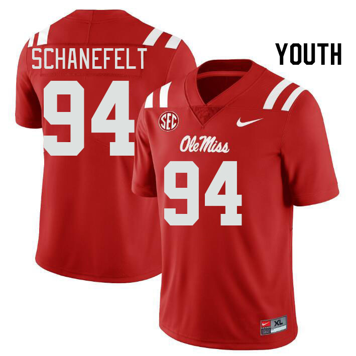 Youth #94 Christian Schanefelt Ole Miss Rebels College Football Jerseys Stitched Sale-Red - Click Image to Close